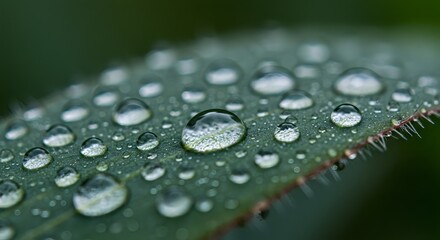 water drops on green leaf