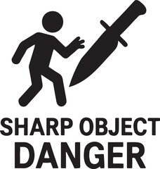 Sharp object danger silhouette vector icon, ideal for safety warnings, workplace hazards, and injury prevention signs.