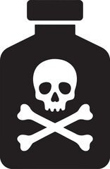 Toxic chemical bottle silhouette vector icon, perfect for hazard signs, lab safety, and dangerous substance warnings.