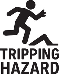 Tripping hazard symbol silhouette vector icon, ideal for safety warnings, workplace caution, and accident prevention signs.