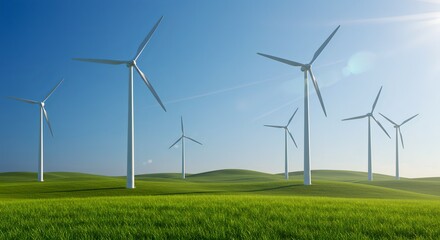 wind turbine on green field