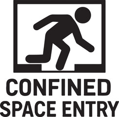 Confined space entry warning silhouette vector icon, ideal for safety alerts, hazard signs, and workplace caution.