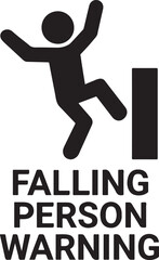 Falling person warning silhouette vector icon, ideal for safety alerts, accident prevention, and hazard signs.