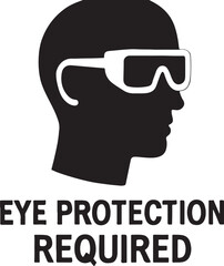 Eye protection required silhouette vector icon, ideal for workplace safety, PPE signs, and hazard warnings.