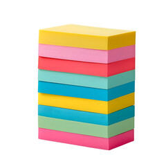 Stack of vibrant colored sticky notes, ready for ideas. isolated on transparent background Generative AI.