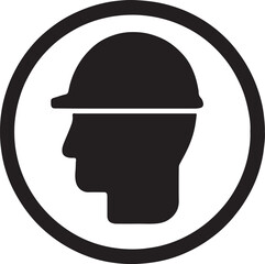 Hard hat required sign silhouette vector icon, perfect for construction safety, helmet alerts, and hazard warnings.