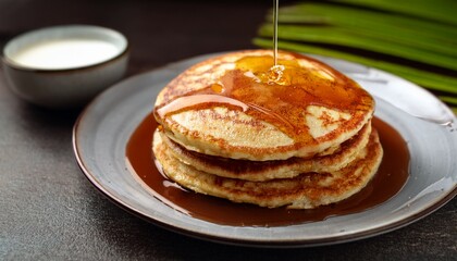 kiribati te kabubu dense coconut pancakes served with syrup