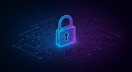 lock and key on digital background