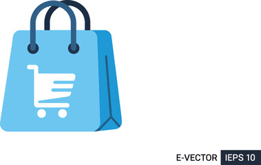 A light blue shopping bag icon featuring a white shopping cart symbol, representing e-commerce and retail.