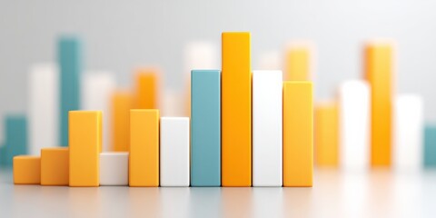 Marketing metrics reach concept. Colorful bar graph representing data analysis and growth trends.