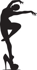 create abstract dancer high hell shoe Silhouette women's set for fashion show program on white background