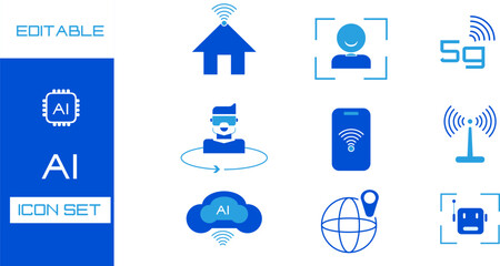  Artificial Intelligence Icon Vector Set
