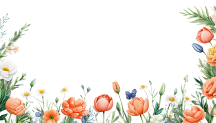 bouquet of pink flowers. pink flower border. Watercolor pink flower. pink flower with green leaves. floral frame and background. flower border illustration set. Watercolor floral. PNG, transparent