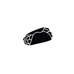 Black silhouette of a burrito or wrap on a white background