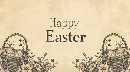 Easter Greeting Card with Pastel Colors and Floral Border Design