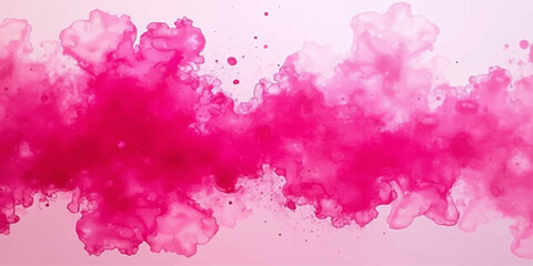 Abstract pink watercolor paint splashes create a colorful grunge texture pattern with artistic ink stains on a paper background