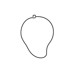 Simple black outline drawing of a mango fruit on a white background