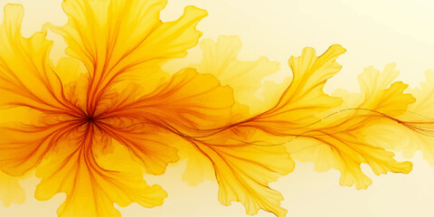 Abstract autumn floral background with yellow flowers and decorative leaves