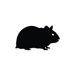 Black silhouette of a hamster on a white background