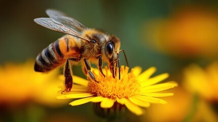 Honeybee on a yellow flower