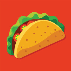 Taco shell filled with ground beef lettuce cheese and tomato garnish