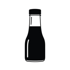 Simple black silhouette of a bottle with a dark liquid