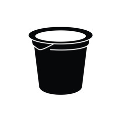 Black silhouette of a single serving yogurt cup with lid