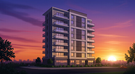 sunset over the city