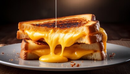 melted cheese oozing from grilled cheese sandwich golden crust drool worthy comfort food
