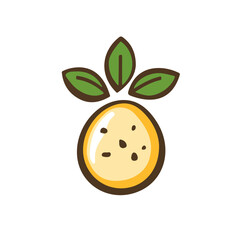 Minimalistic 2D flat icon featuring whole potato, clean vector design, simple illustration style, isolated on a white background, modern element in vector and EPS format.