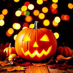 Fototapeta premium halloween pumpkin on a black background