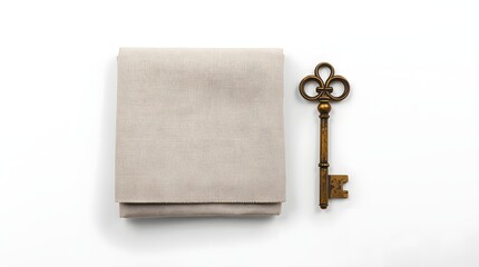 Simple Gold Key on Folded Beige Cloth
