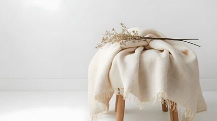 Woven Blanket Folded on Table