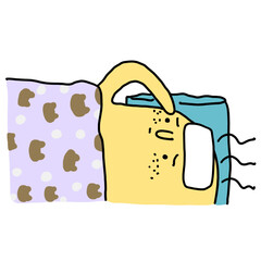 illustration of a lemon cartoon feel sick