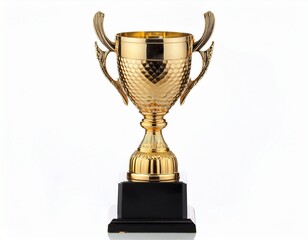 football golden trophy cup isolated on white background
