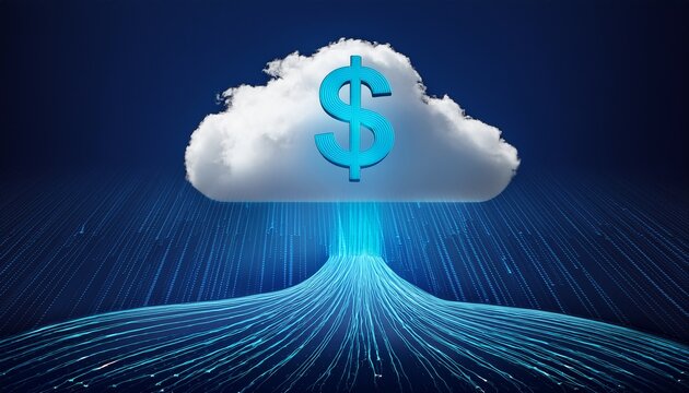 digital finance concept showcasing a cloud with a dollar sign representing online banking and cloud technology