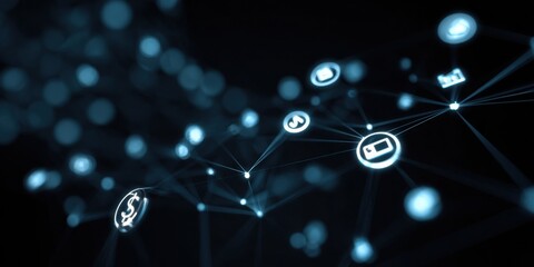 glowing digital finance network