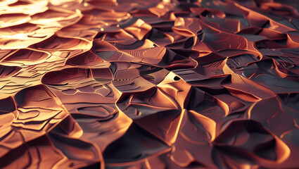 Fototapeta premium Futuristic Abstract Tile Pattern in Metallic Copper and Bronze Colors