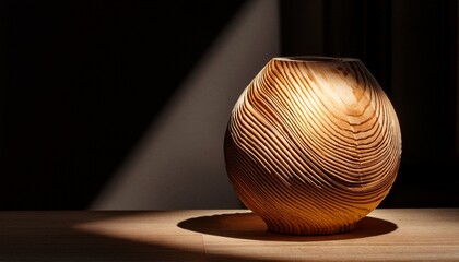 wooden art lamp casts dramatic shadows
