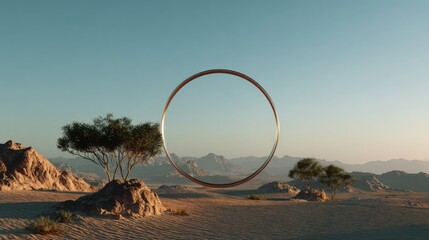 desert landscape metallic ring portal