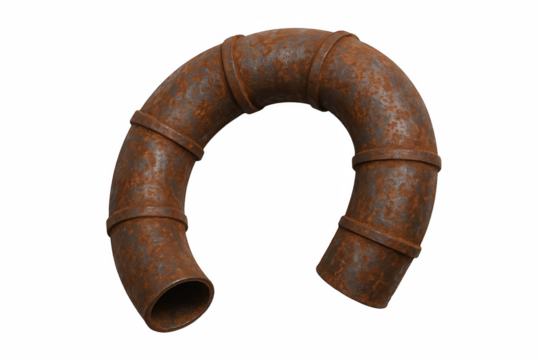 Curved Rusty Metal Pipe with Industrial Texture and Aged Surface Detail