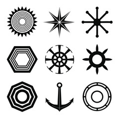Nautical symbols and geometric shapes anchor star