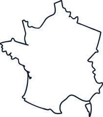 Outline map of france silhouette isolated on white background
