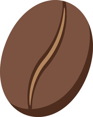 Fototapeta premium An illustration of a single roasted brown coffee bean with a central crack, isolated on a white background.