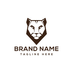 Stylized Lion Head Logo with Brand Name and Tagline Placeholder animal wild