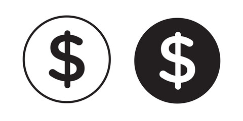 Dollar symbol icon. Dollar sign vector silhouette isolated on white background. Dollar sign icon illustration design.