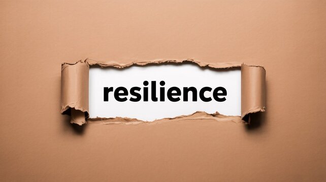 Resilience text torn paper reveal, motivation and grit concept, perseverance, strength, mental toughness poster.