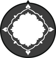 Islamic geometric pattern emblem silhouette isolated on white background