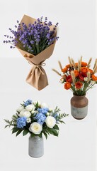 Naklejka premium set of flowers in a vase