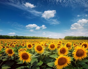 Fototapeta premium sunflower field sunflowers farm blue sky vertical